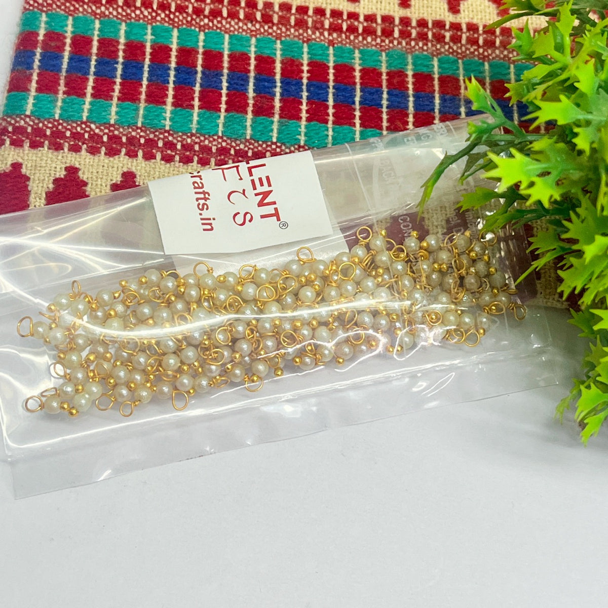 3mm Round Cream Color Pearl Loreal Charms for making Jewellery - (Pack of 10g - 200-250Pcs)