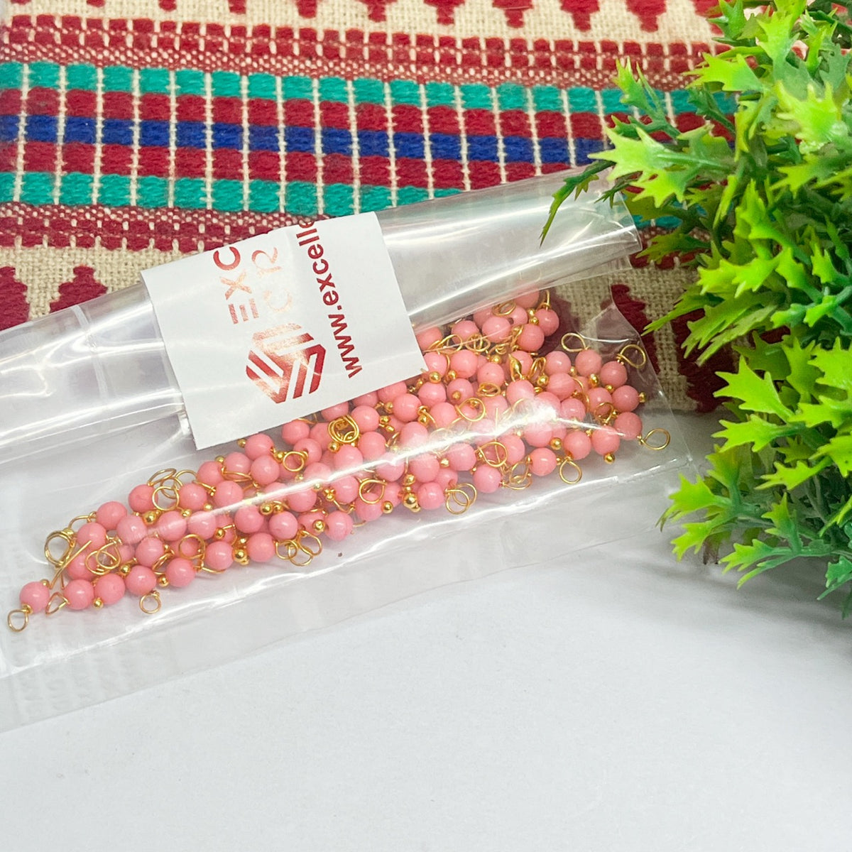3mm Round Baby Pink Color Pearl Loreal Charms for making Jewellery - (Pack of 10g - 200-250Pcs)
