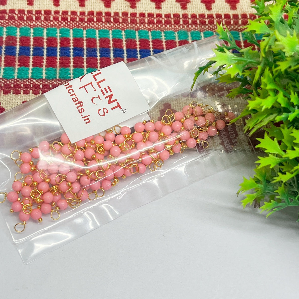 3mm Round Baby Pink Color Pearl Loreal Charms for making Jewellery - (Pack of 10g - 200-250Pcs)