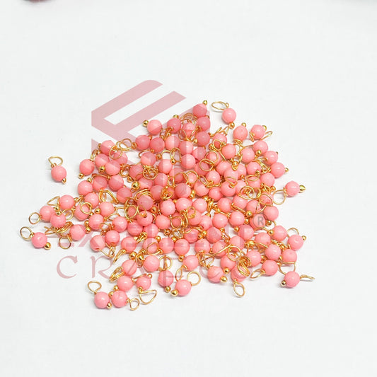 3mm Round Baby Pink Color Pearl Loreal Charms for making Jewellery - (Pack of 10g - 200-250Pcs)