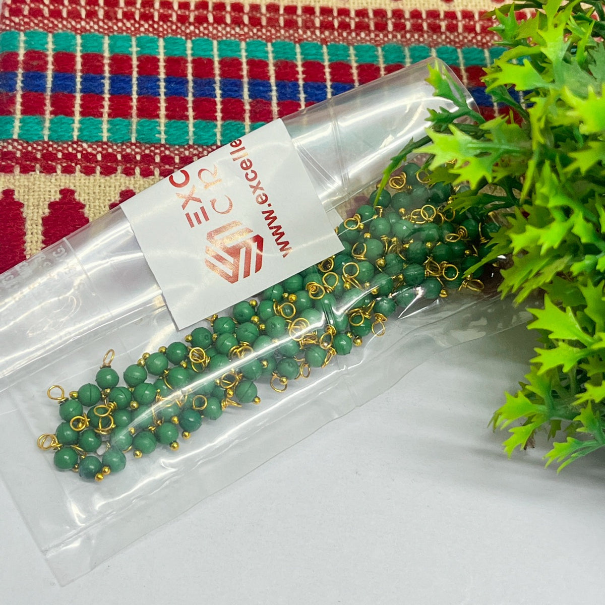 3mm Round Green Color Pearl Loreal Charms for making Jewellery - (Pack of 10g - 200-250Pcs)