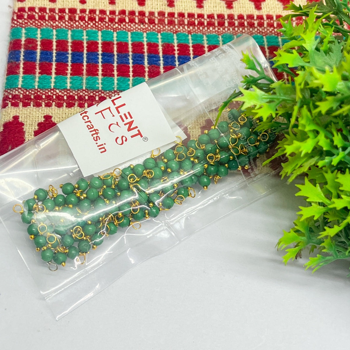 3mm Round Green Color Pearl Loreal Charms for making Jewellery - (Pack of 10g - 200-250Pcs)