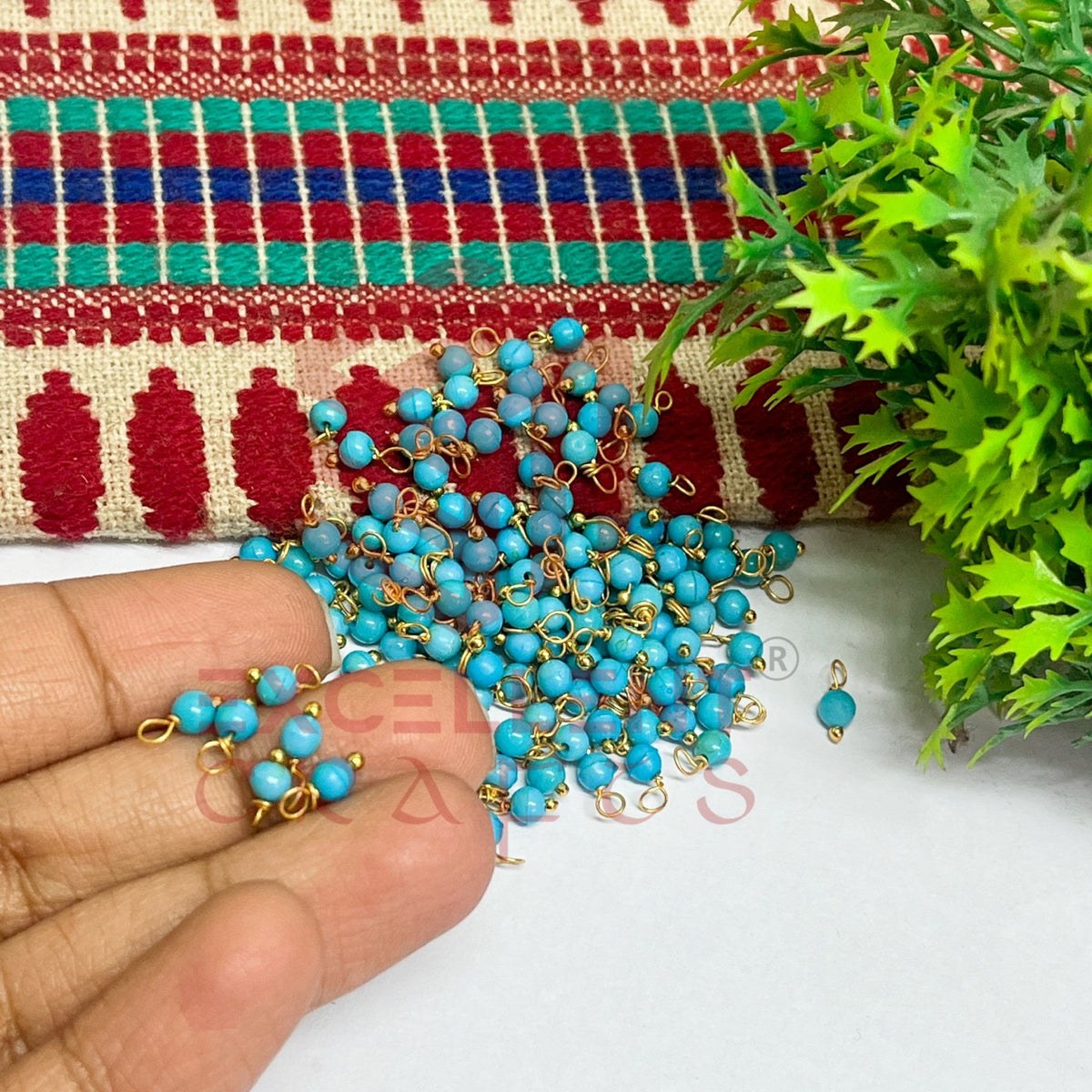 3mm Round Sky Blue /Ajanta Blue Color Pearl Loreal Charms for making Jewellery - (Pack of 10g - 200-250Pcs)