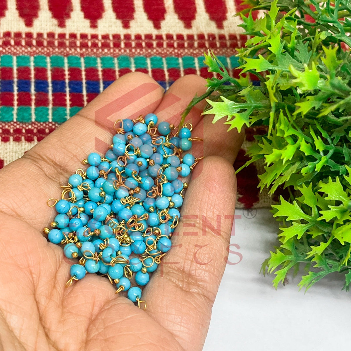 3mm Round Sky Blue /Ajanta Blue Color Pearl Loreal Charms for making Jewellery - (Pack of 10g - 200-250Pcs)