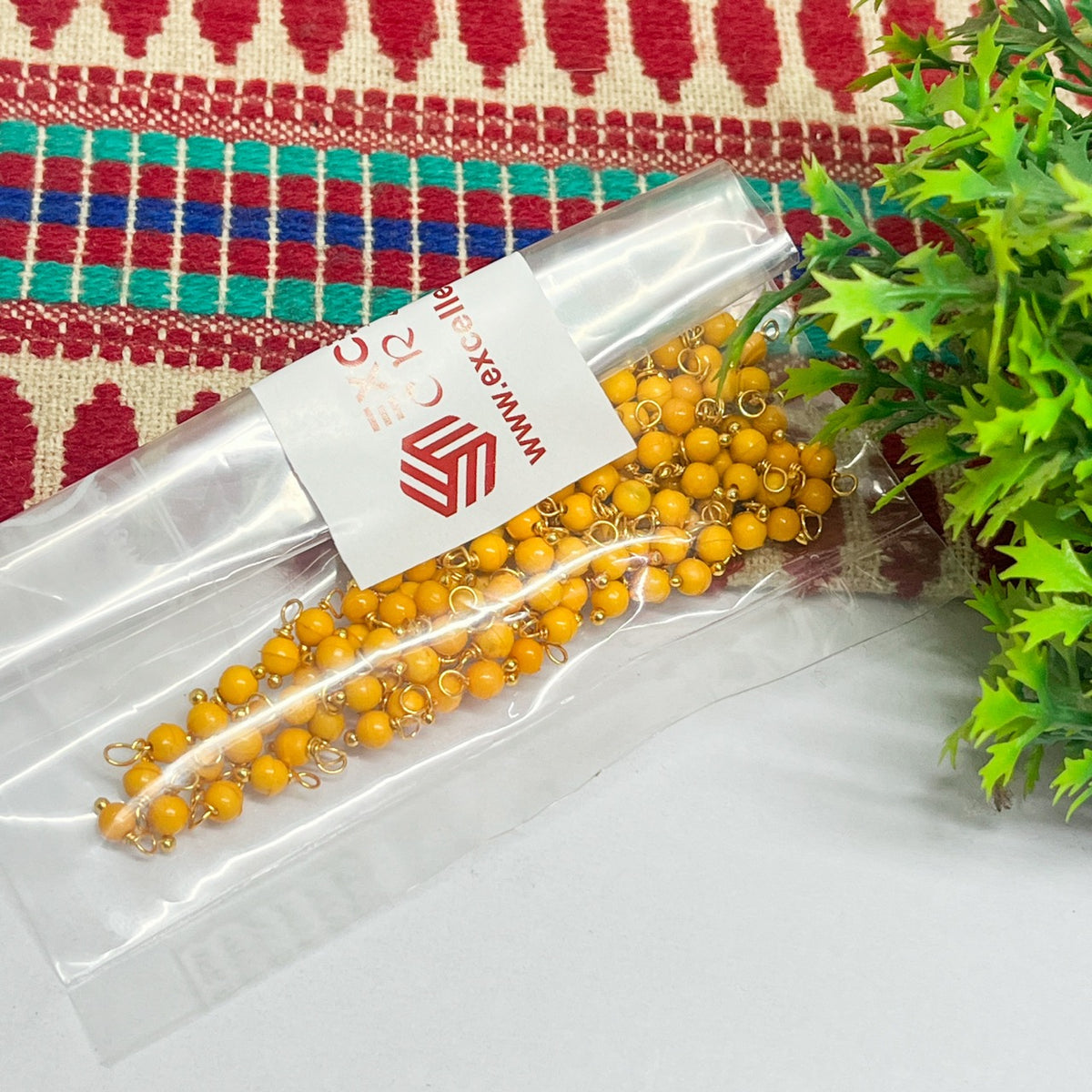 3mm Round Sunset Yellow Color Pearl Loreal Charms for making Jewellery - (Pack of 10g - 200-250Pcs)