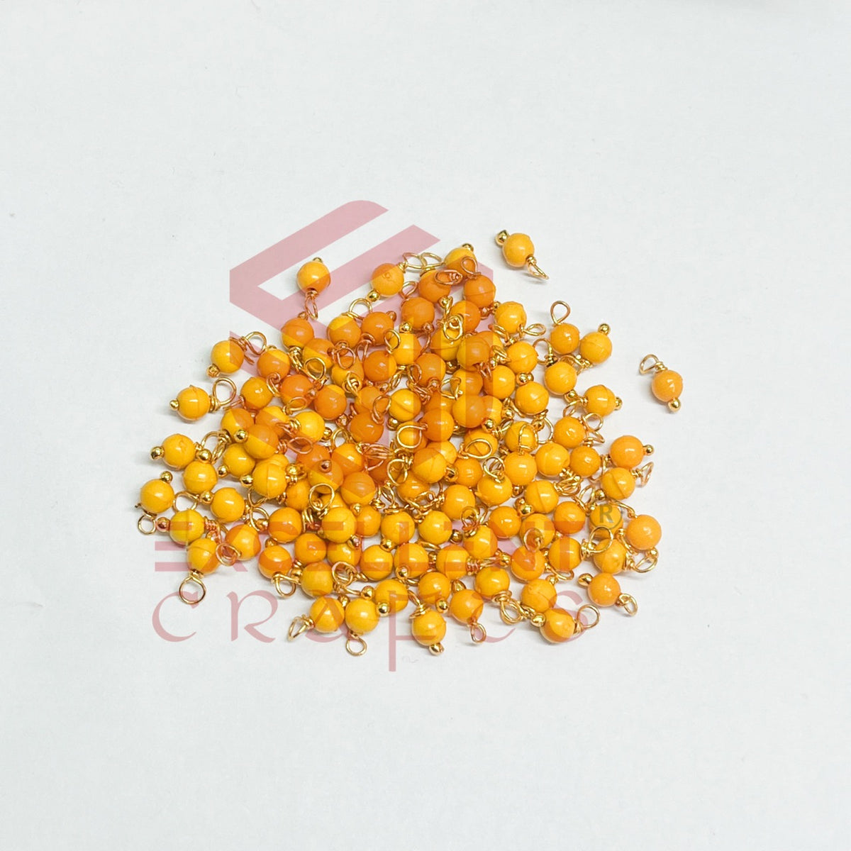 3mm Round Sunset Yellow Color Pearl Loreal Charms for making Jewellery - (Pack of 10g - 200-250Pcs)