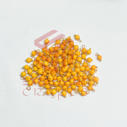 3mm Round Sunset Yellow Color Pearl Loreal Charms for making Jewellery - (Pack of 10g - 200-250Pcs)