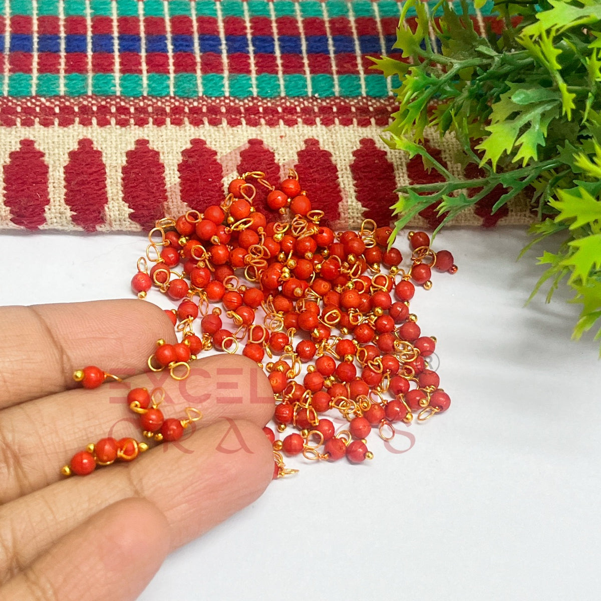 3mm Round Cherry Red Color Pearl Loreal Charms for making Jewellery - (Pack of 10g - 200-250Pcs)