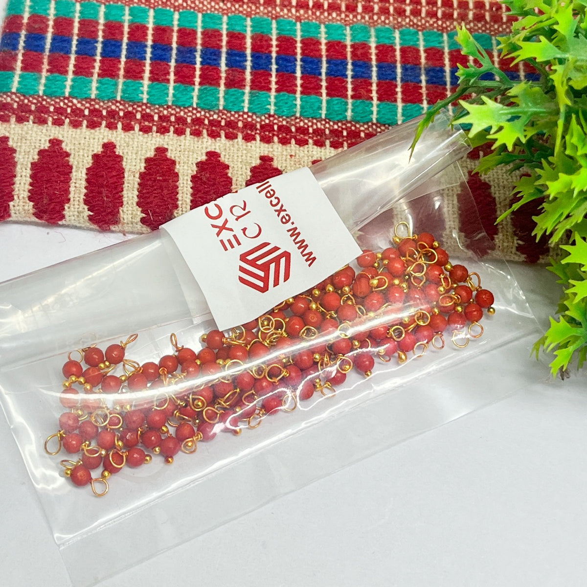 3mm Round Cherry Red Color Pearl Loreal Charms for making Jewellery - (Pack of 10g - 200-250Pcs)