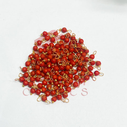 3mm Round Cherry Red Color Pearl Loreal Charms for making Jewellery - (Pack of 10g - 200-250Pcs)