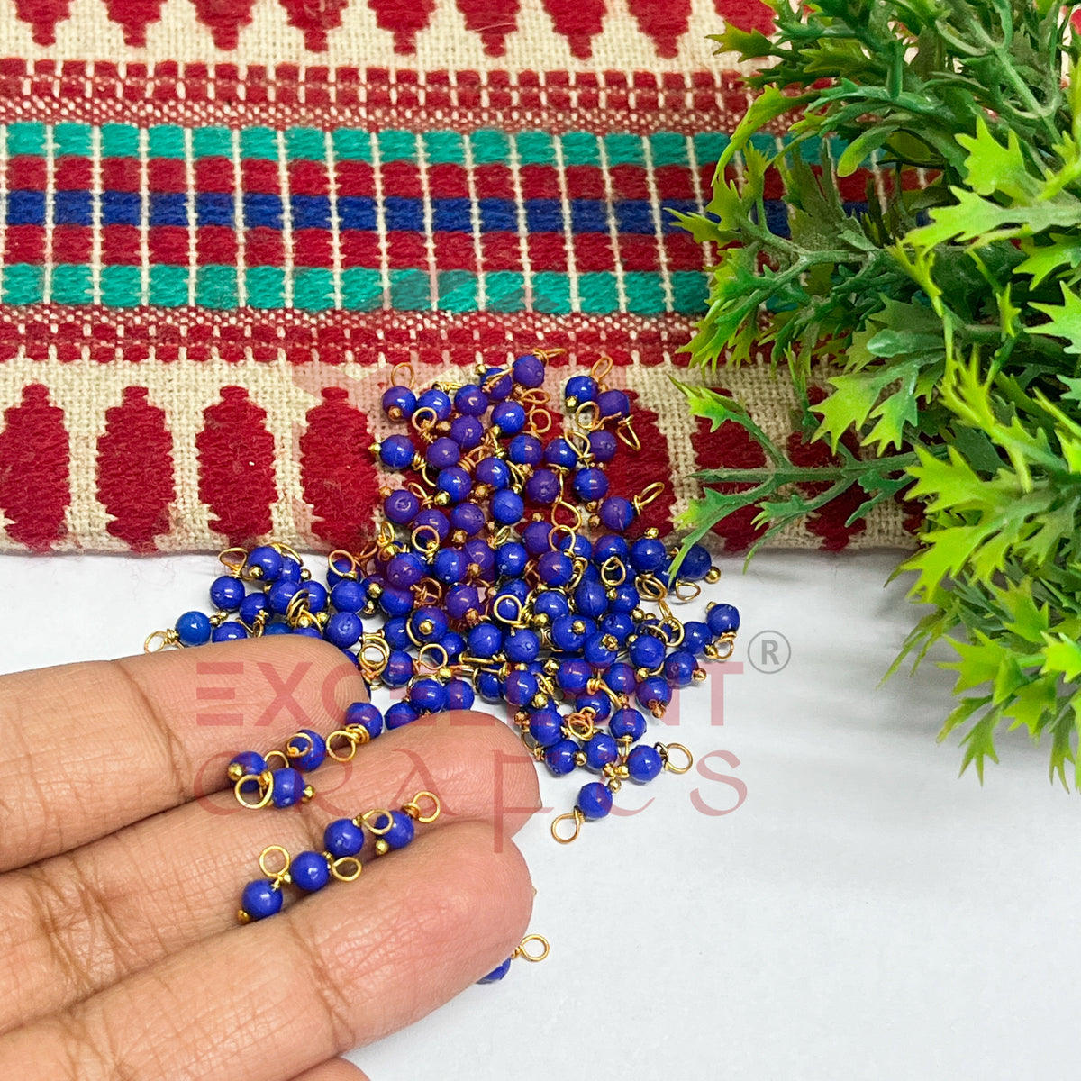 3mm Round Royal Blue Color Pearl Loreal Charms for making Jewellery - (Pack of 10g - 200-250Pcs)