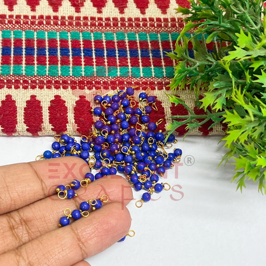 3mm Round Royal Blue Color Pearl Loreal Charms for making Jewellery - (Pack of 10g - 200-250Pcs)