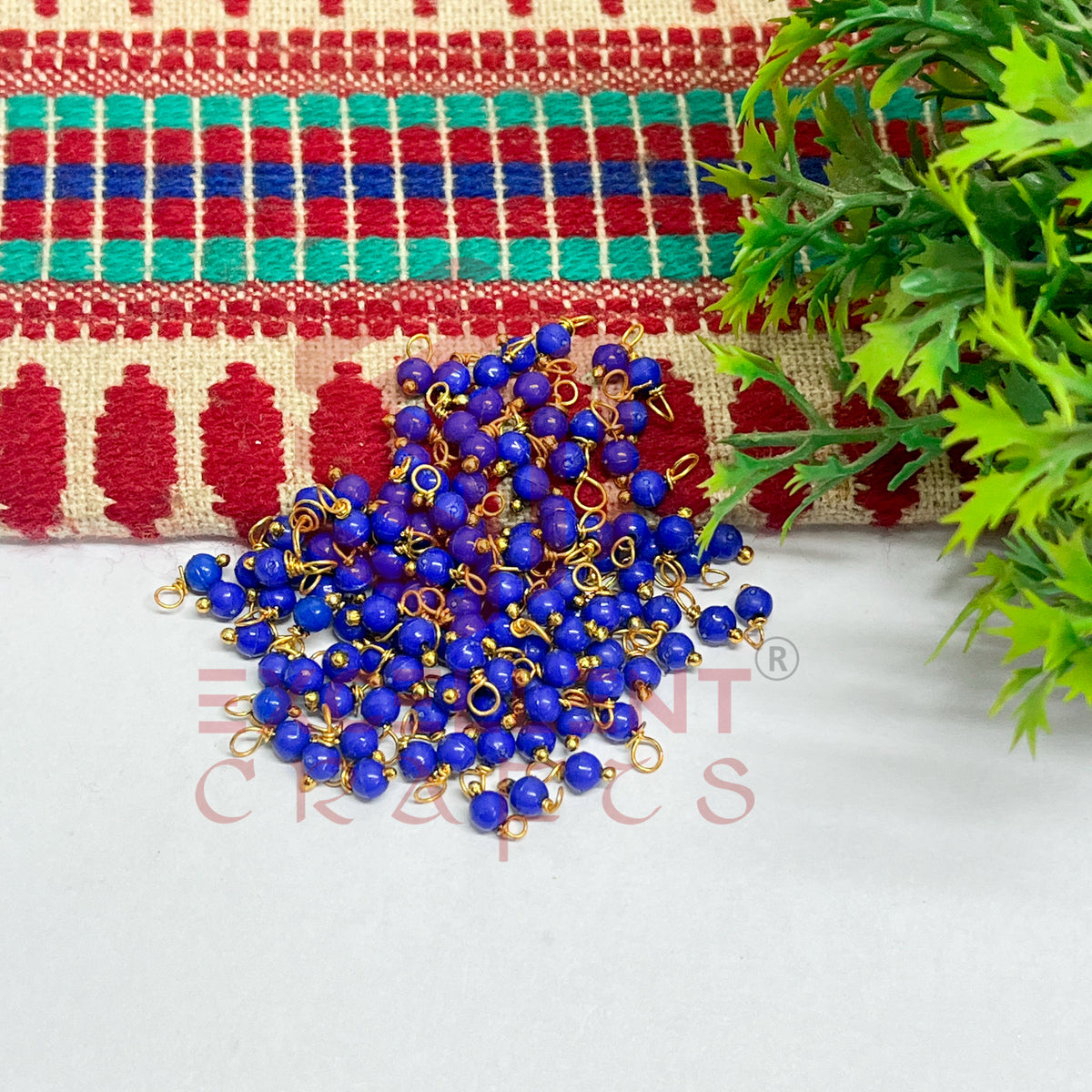 3mm Round Royal Blue Color Pearl Loreal Charms for making Jewellery - (Pack of 10g - 200-250Pcs)