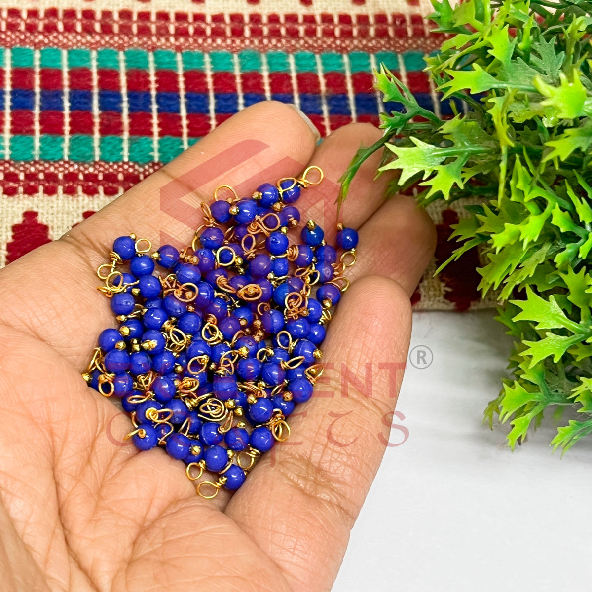 3mm Round Royal Blue Color Pearl Loreal Charms for making Jewellery - (Pack of 10g - 200-250Pcs)