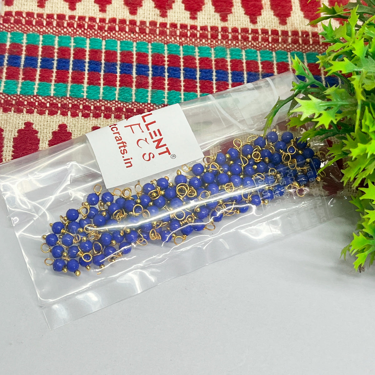 3mm Round Royal Blue Color Pearl Loreal Charms for making Jewellery - (Pack of 10g - 200-250Pcs)