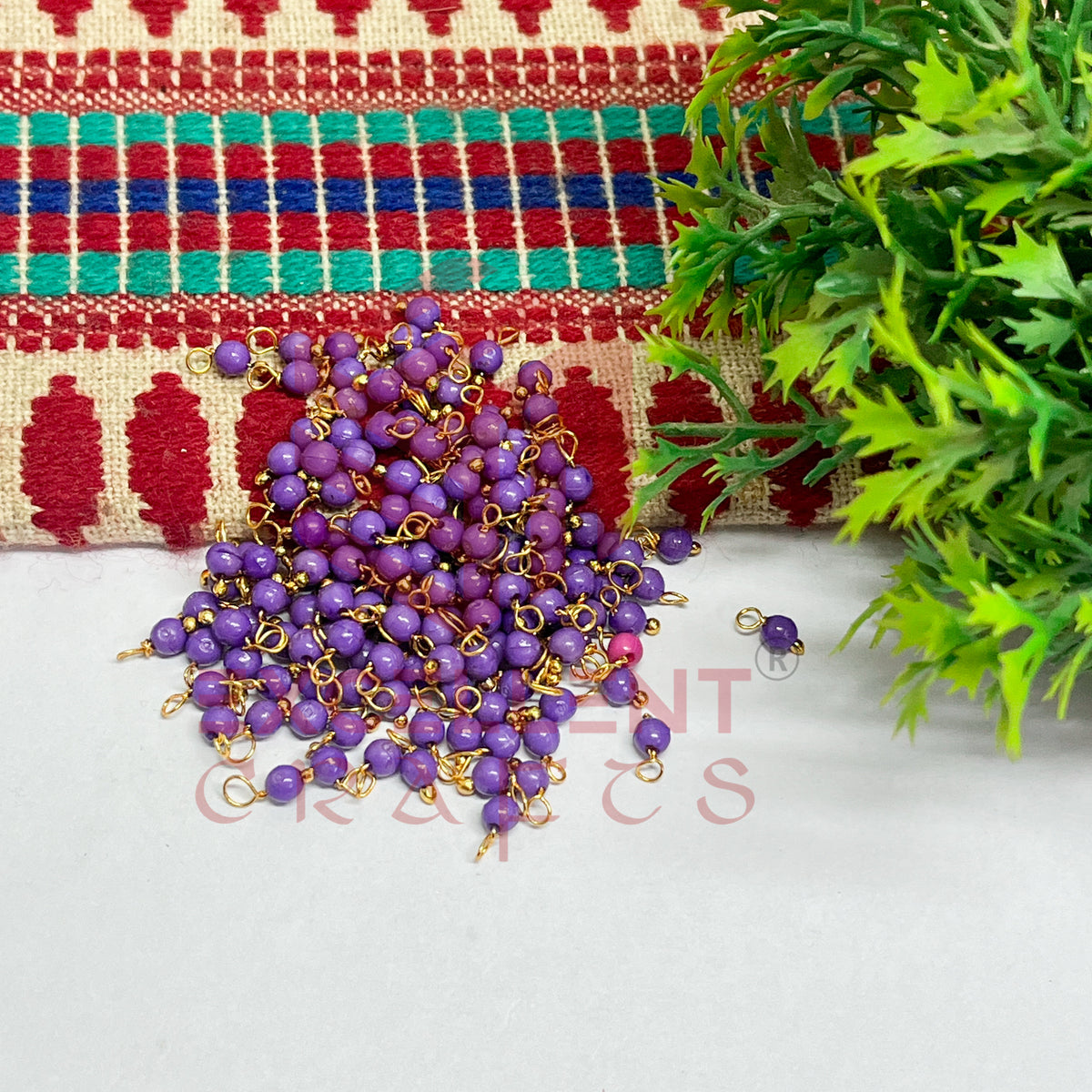 3mm Round Purple Color Pearl Loreal Charms for making Jewellery - (Pack of 10g - 200-250Pcs)