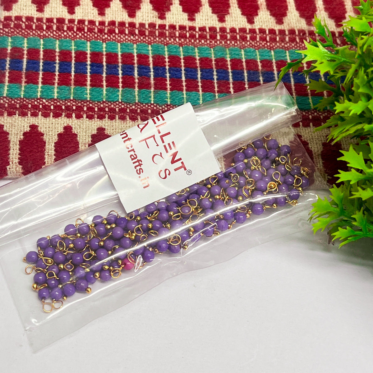 3mm Round Purple Color Pearl Loreal Charms for making Jewellery - (Pack of 10g - 200-250Pcs)