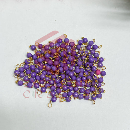 3mm Round Purple Color Pearl Loreal Charms for making Jewellery - (Pack of 10g - 200-250Pcs)