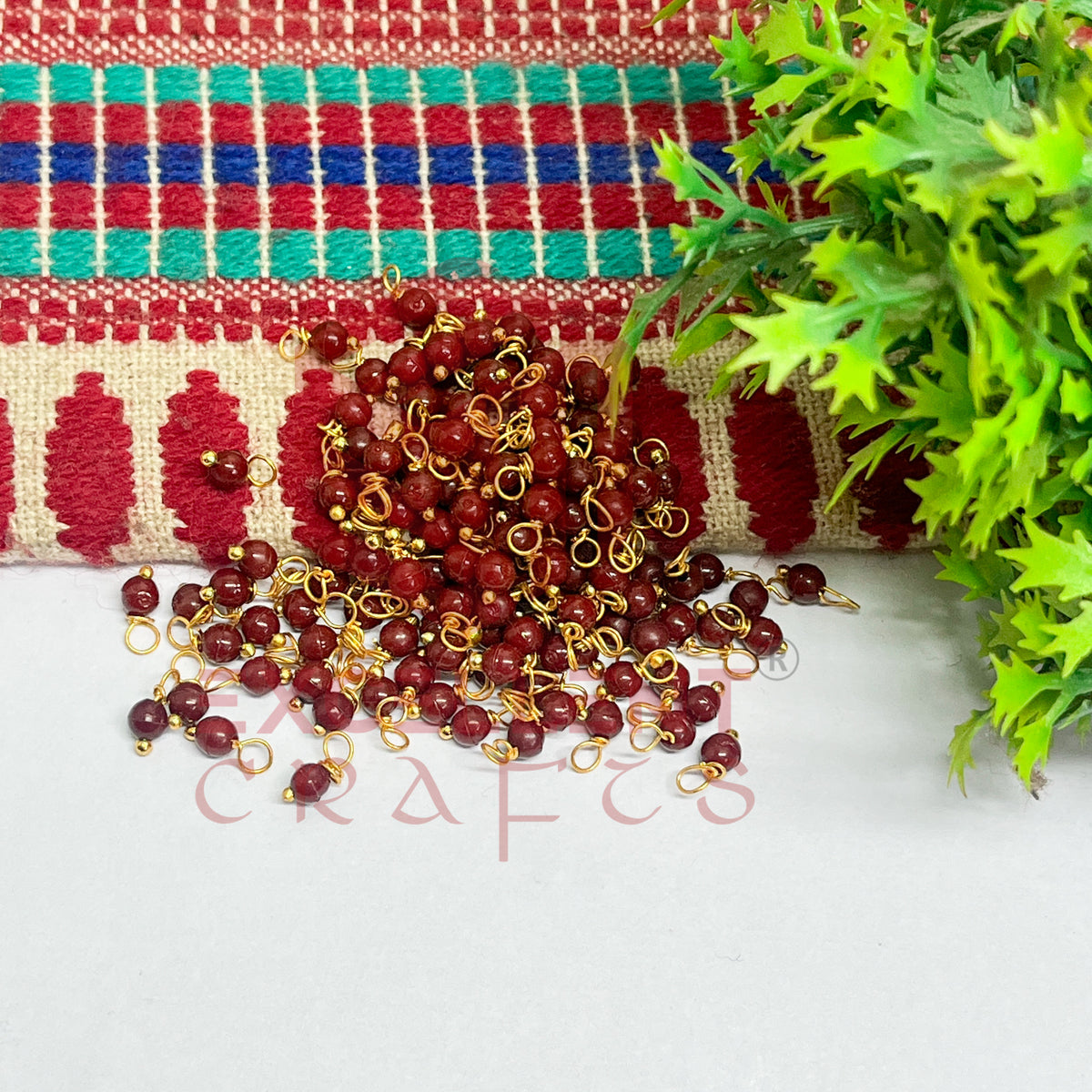 3mm Round Maroon Color Pearl Loreal Charms for making Jewellery - (Pack of 10g - 200-250Pcs)