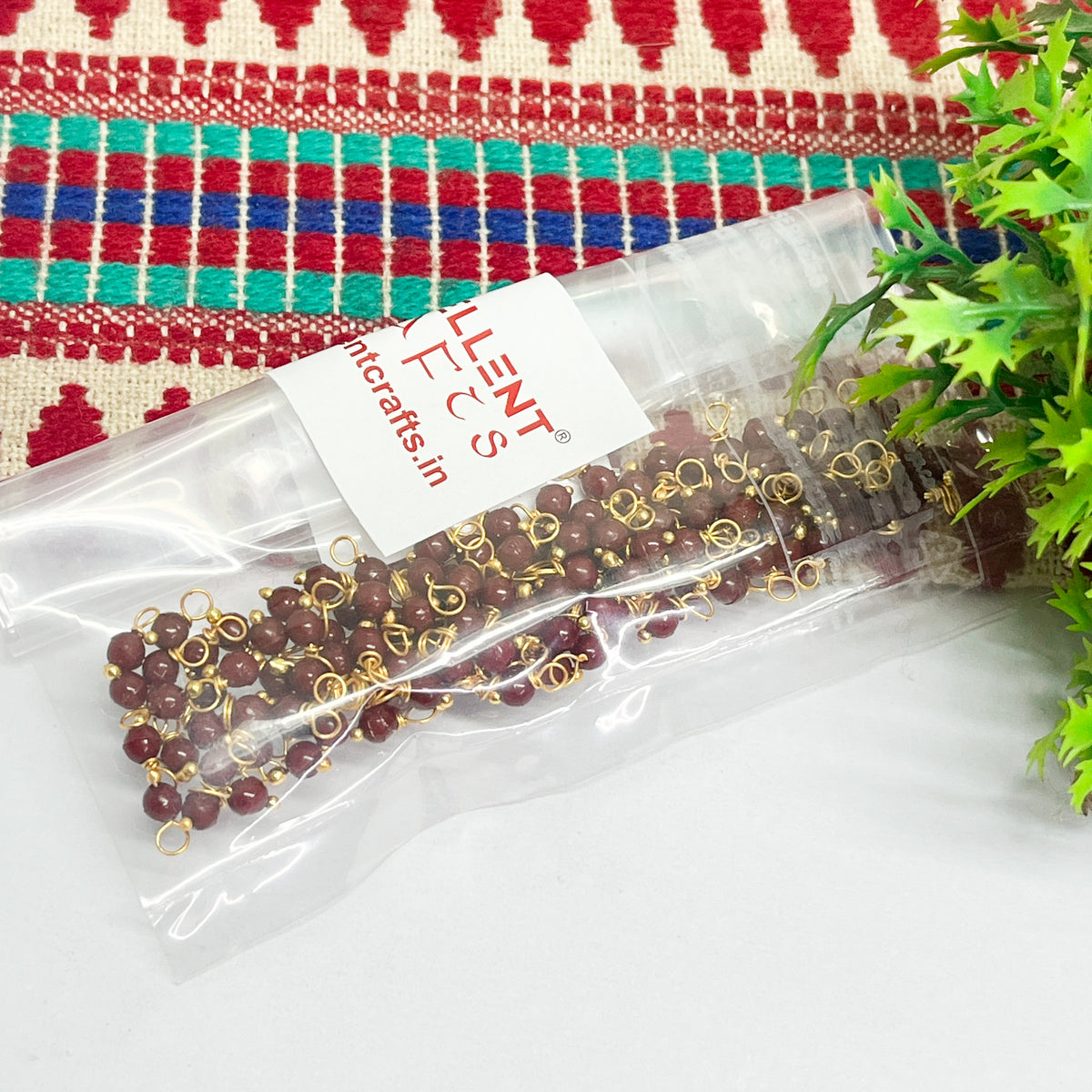 3mm Round Maroon Color Pearl Loreal Charms for making Jewellery - (Pack of 10g - 200-250Pcs)