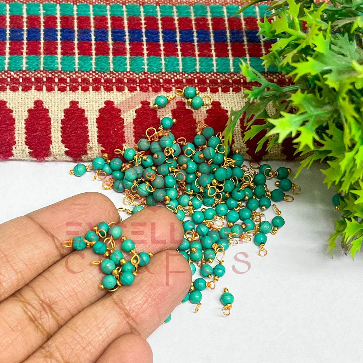 3mm Round Peacock Green Color Pearl Loreal Charms for making Jewellery - (Pack of 10g - 200-250Pcs)