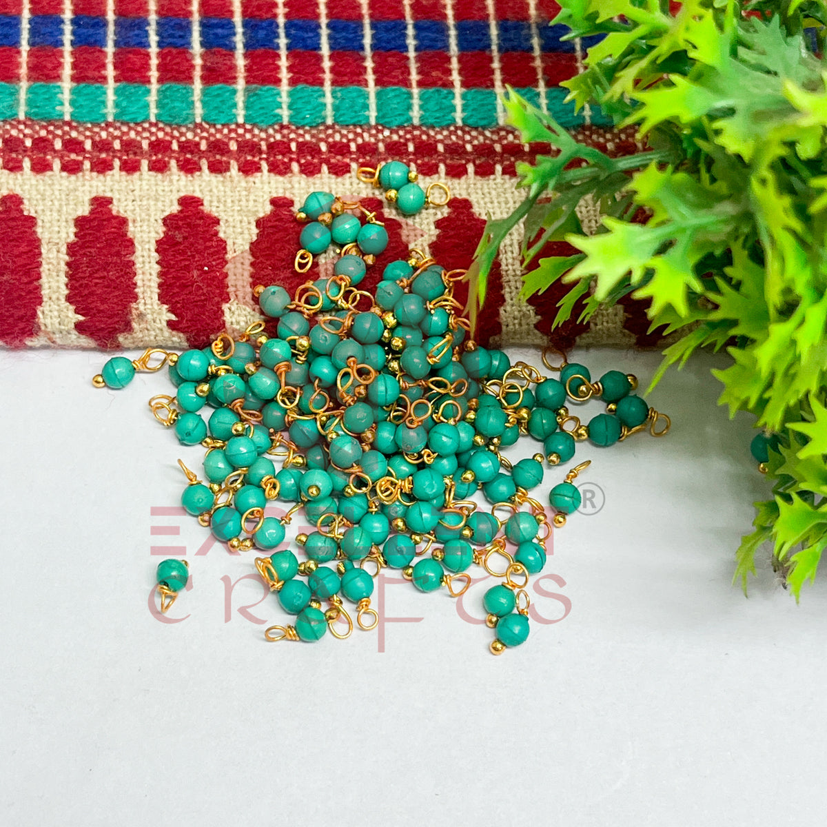 3mm Round Peacock Green Color Pearl Loreal Charms for making Jewellery - (Pack of 10g - 200-250Pcs)