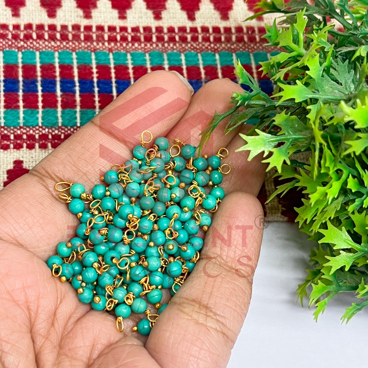 3mm Round Peacock Green Color Pearl Loreal Charms for making Jewellery - (Pack of 10g - 200-250Pcs)