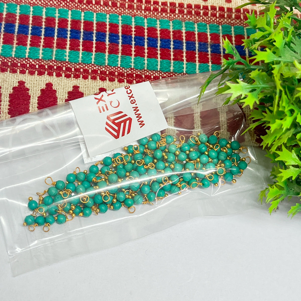 3mm Round Peacock Green Color Pearl Loreal Charms for making Jewellery - (Pack of 10g - 200-250Pcs)