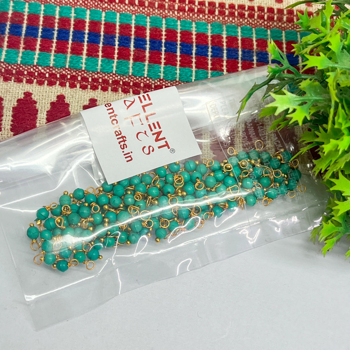 3mm Round Peacock Green Color Pearl Loreal Charms for making Jewellery - (Pack of 10g - 200-250Pcs)