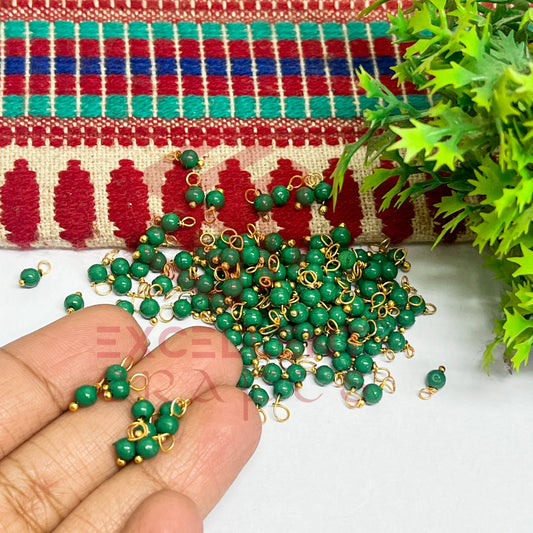 3mm Round Forest Green Color Pearl Loreal Charms for making Jewellery - (Pack of 10g - 200-250Pcs)