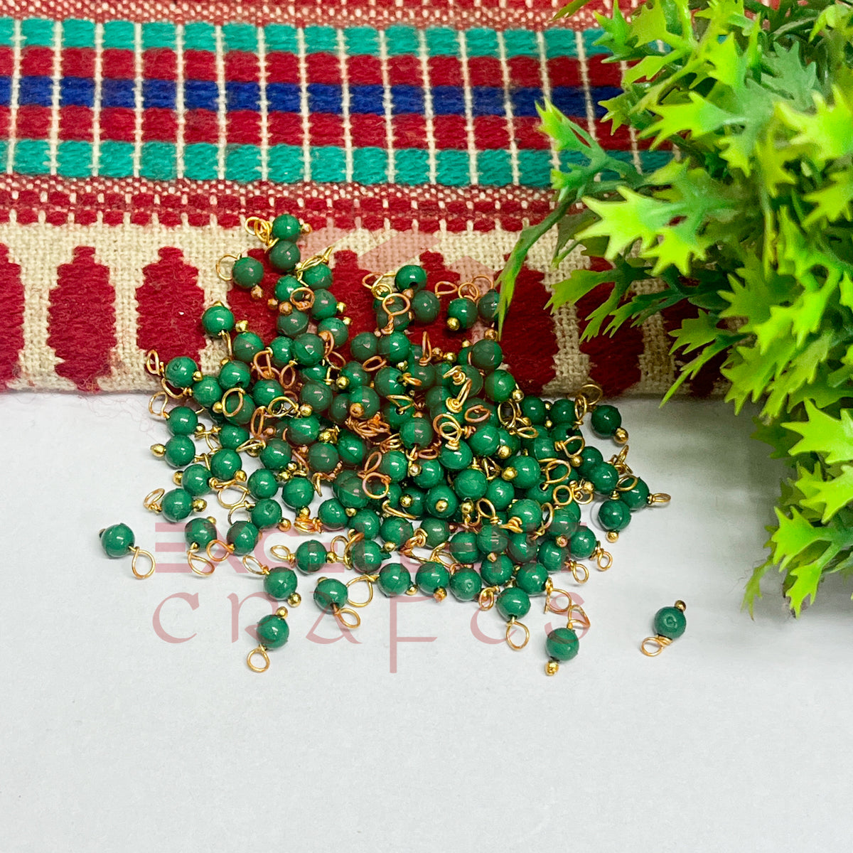 3mm Round Forest Green Color Pearl Loreal Charms for making Jewellery - (Pack of 10g - 200-250Pcs)