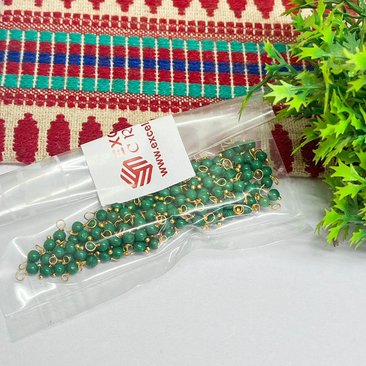 3mm Round Forest Green Color Pearl Loreal Charms for making Jewellery - (Pack of 10g - 200-250Pcs)