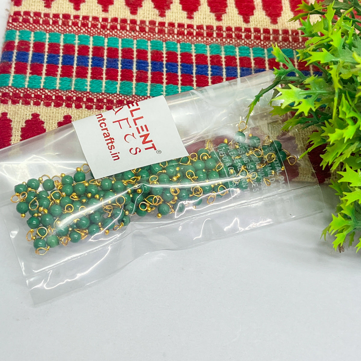 3mm Round Forest Green Color Pearl Loreal Charms for making Jewellery - (Pack of 10g - 200-250Pcs)