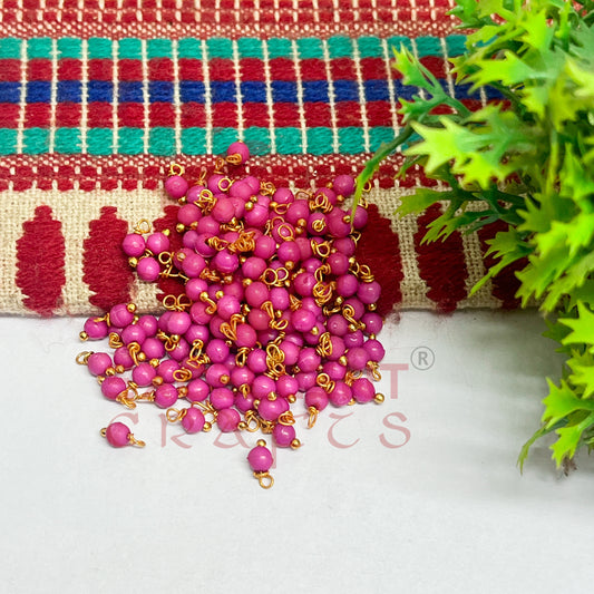 3mm Round Rani Pink Color Pearl Loreal Charms for making Jewellery - (Pack of 10g - 200-250Pcs)