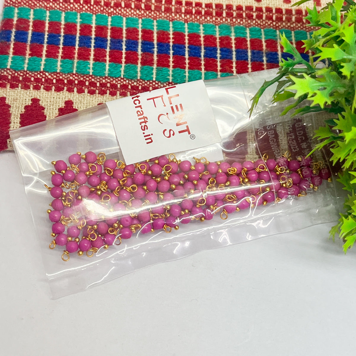 3mm Round Rani Pink Color Pearl Loreal Charms for making Jewellery - (Pack of 10g - 200-250Pcs)