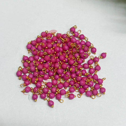 3mm Round Rani Pink Color Pearl Loreal Charms for making Jewellery - (Pack of 10g - 200-250Pcs)