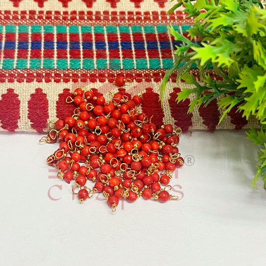 3mm Round Red Color Pearl Loreal Charms for making Jewellery - (Pack of 10g - 200-250Pcs)