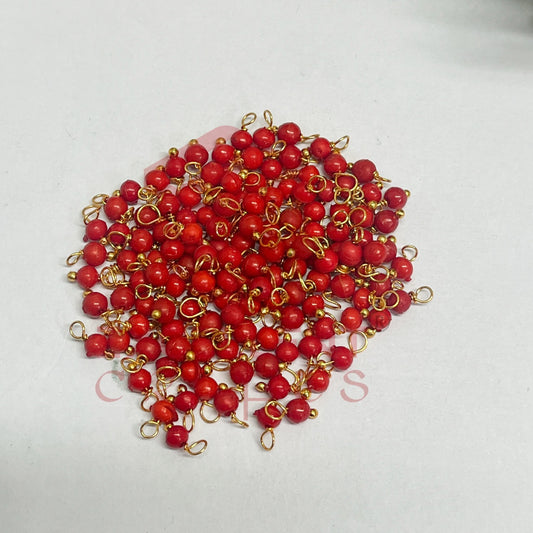 3mm Round Red Color Pearl Loreal Charms for making Jewellery - (Pack of 10g - 200-250Pcs)
