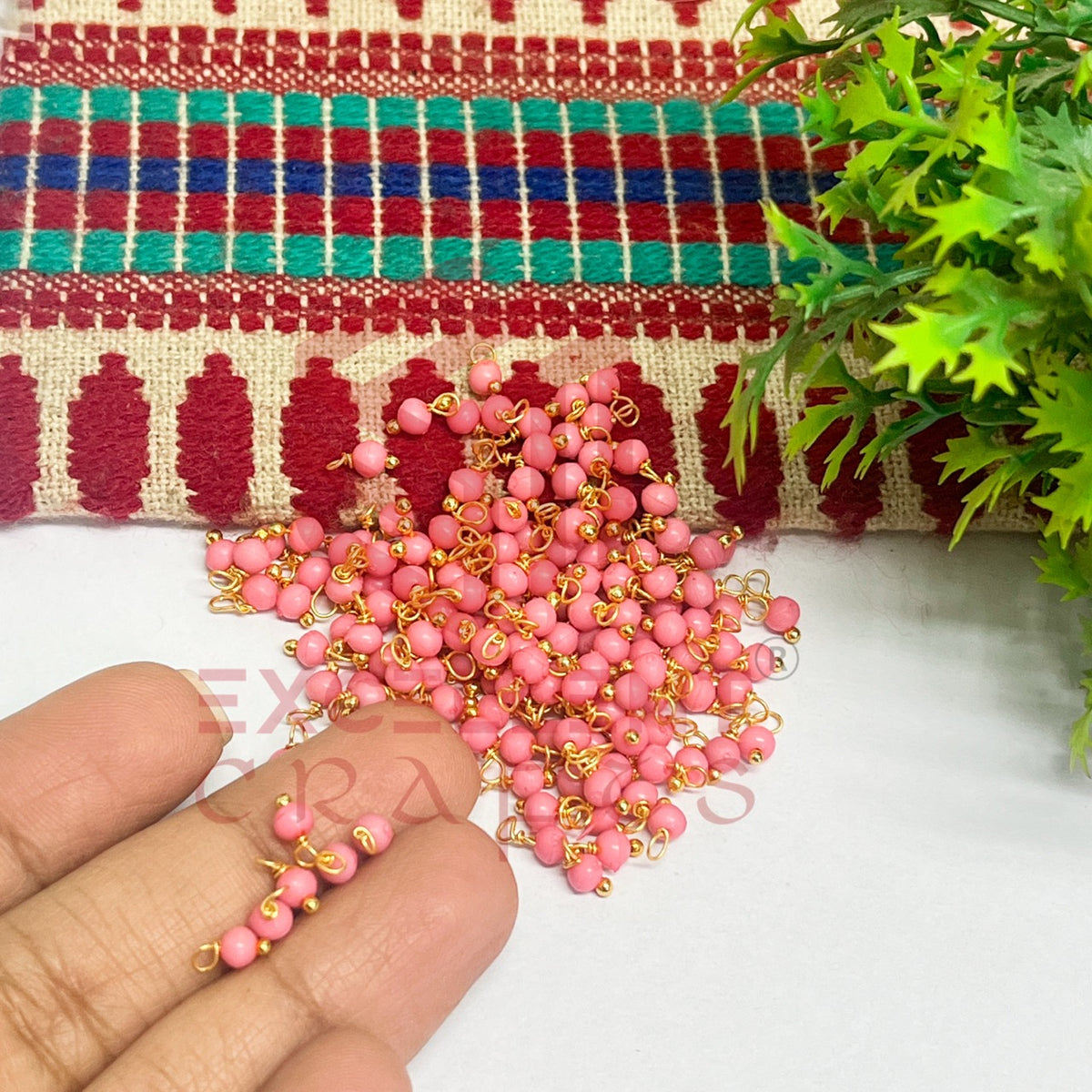 3mm Round Candy Pink Color Pearl Loreal Charms for making Jewellery - (Pack of 10g - 200-250Pcs)