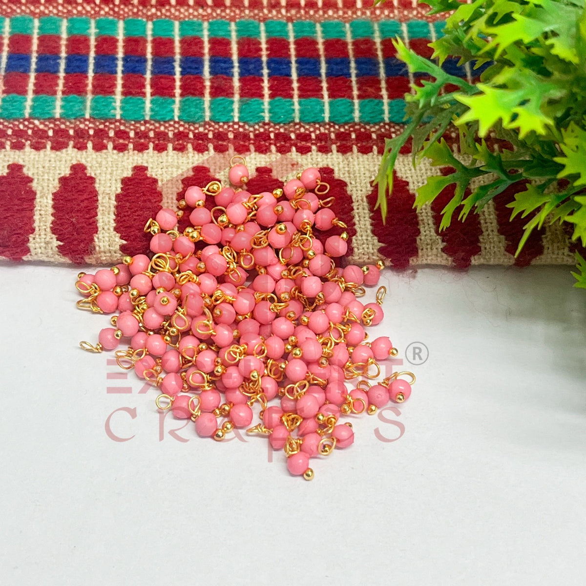 3mm Round Candy Pink Color Pearl Loreal Charms for making Jewellery - (Pack of 10g - 200-250Pcs)