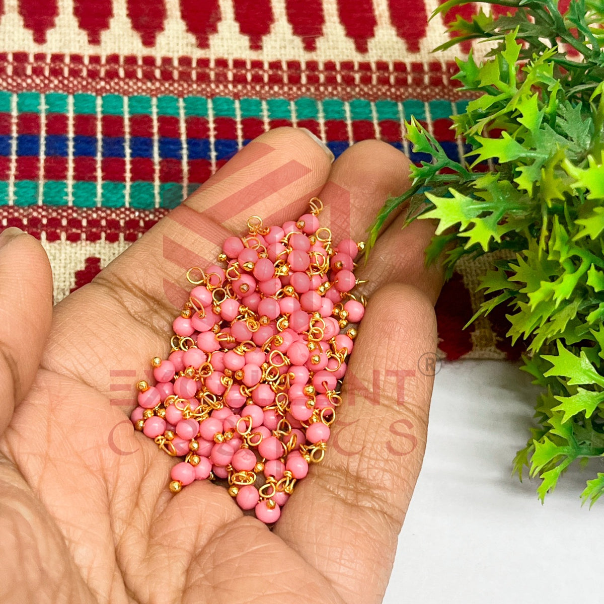 3mm Round Candy Pink Color Pearl Loreal Charms for making Jewellery - (Pack of 10g - 200-250Pcs)