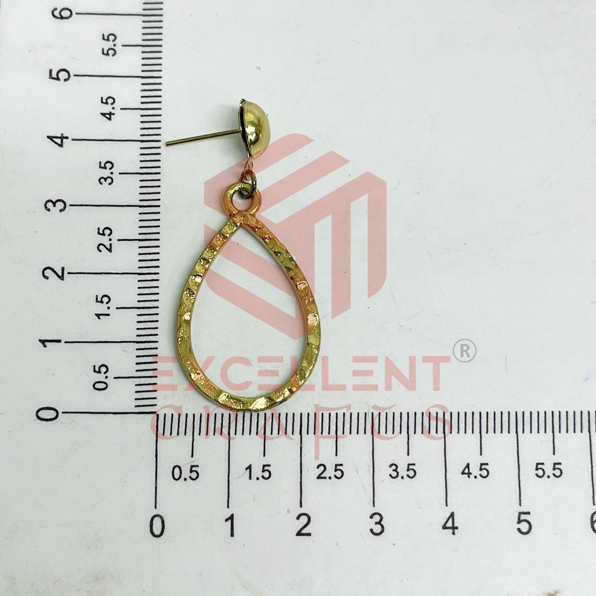 Ball Stud TearDrop Shape Texture Earring Bezels - (1Pair)