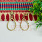 Ball Stud TearDrop Shape Texture Earring Bezels - (1Pair)