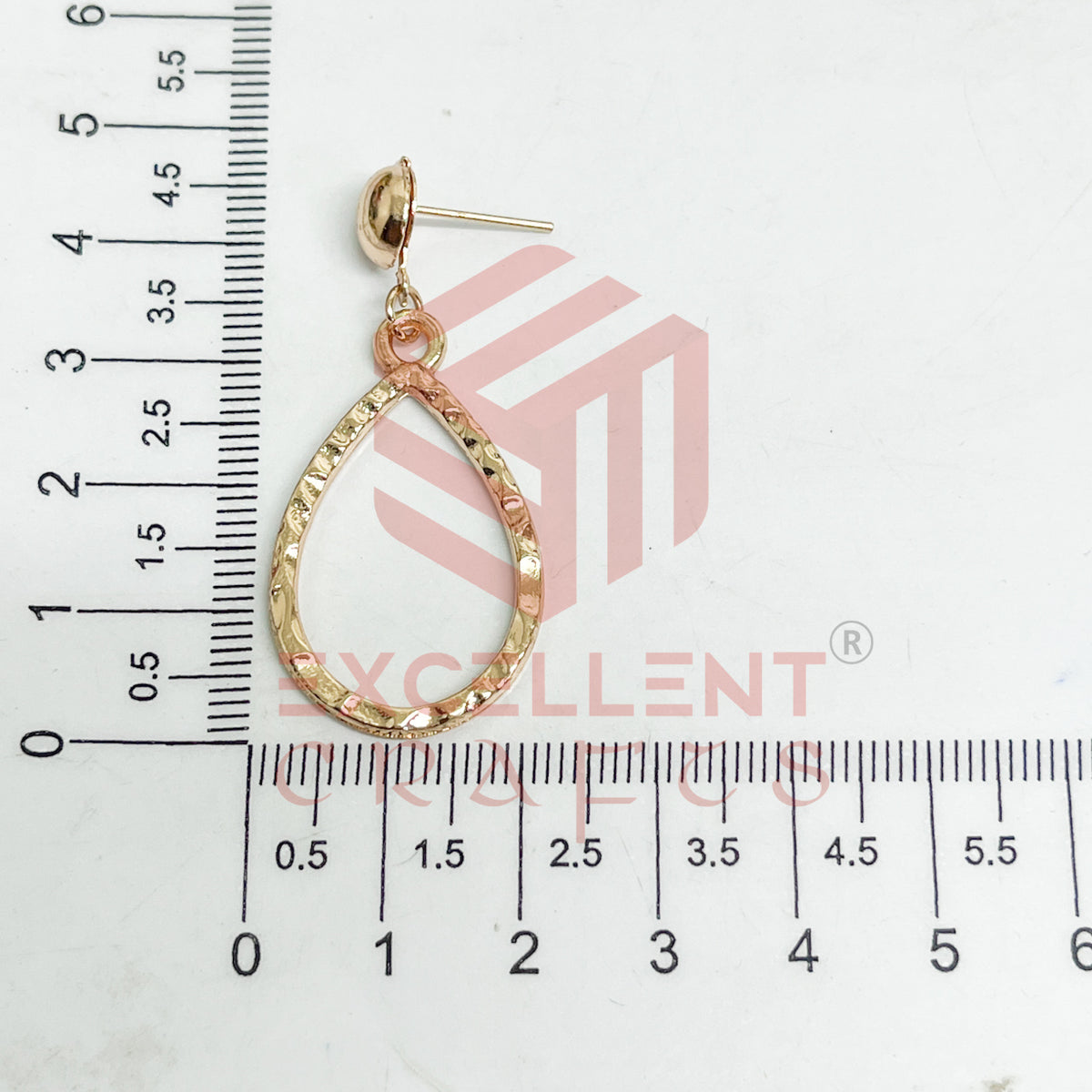 Ball Stud TearDrop Shape Texture Earring Bezels - (1Pair)
