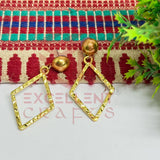Ball Stud Diamond Shape Texture Earring Bezels - (1Pair)