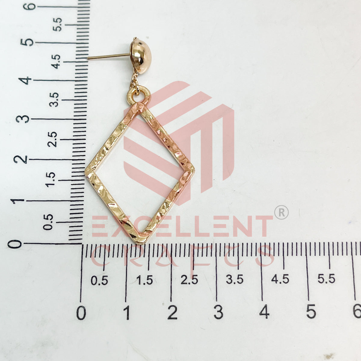 Ball Stud Diamond Shape Texture Earring Bezels - (1Pair)