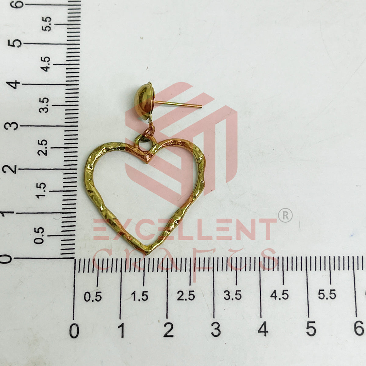 Ball Stud Heart Shape Texture Earring Bezels - (1Pair)
