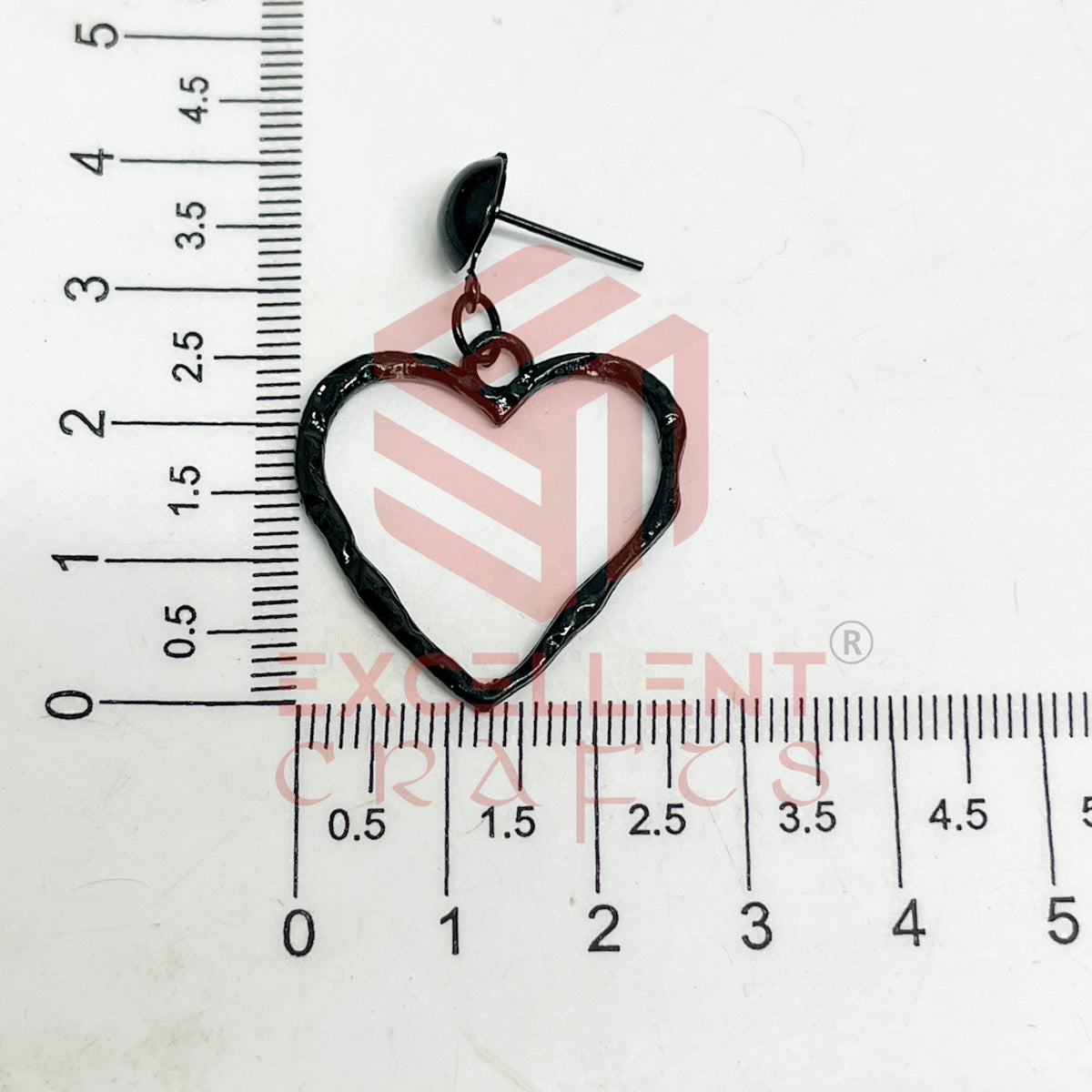 Ball Stud Heart Shape Texture Earring Bezels - (1Pair)