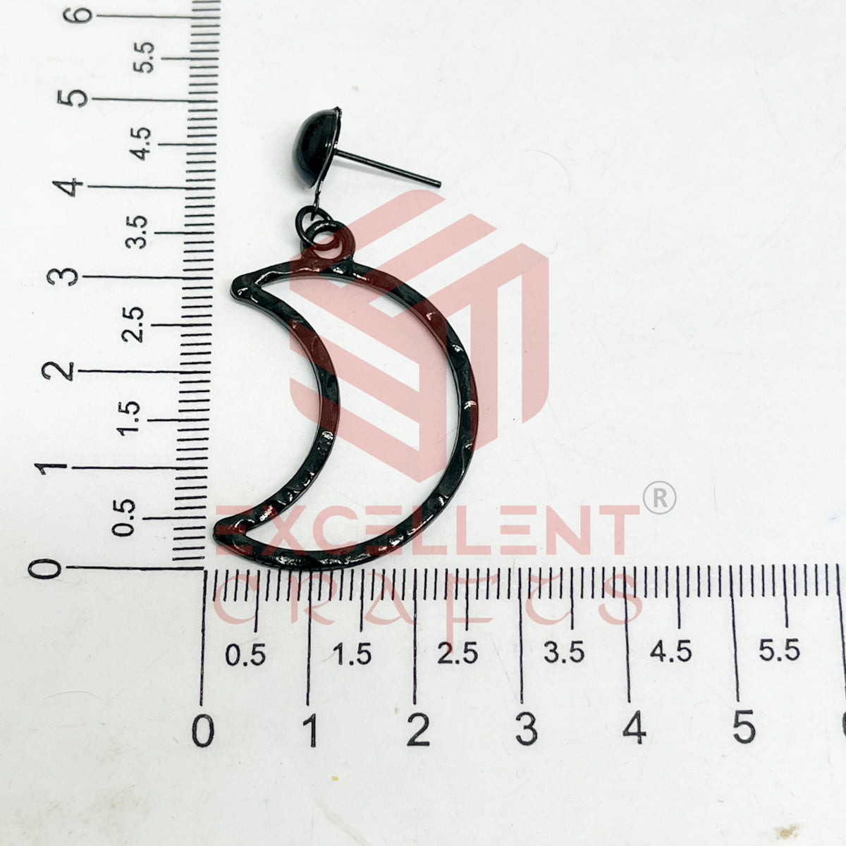 Ball Stud Halfmoon Shape Texture Earring Bezels - (1Pair)