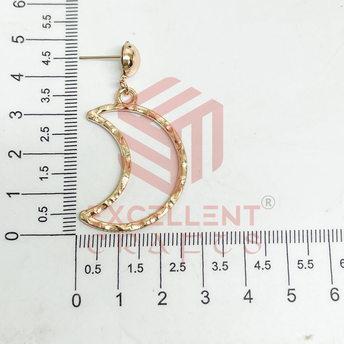 Ball Stud Halfmoon Shape Texture Earring Bezels - (1Pair)